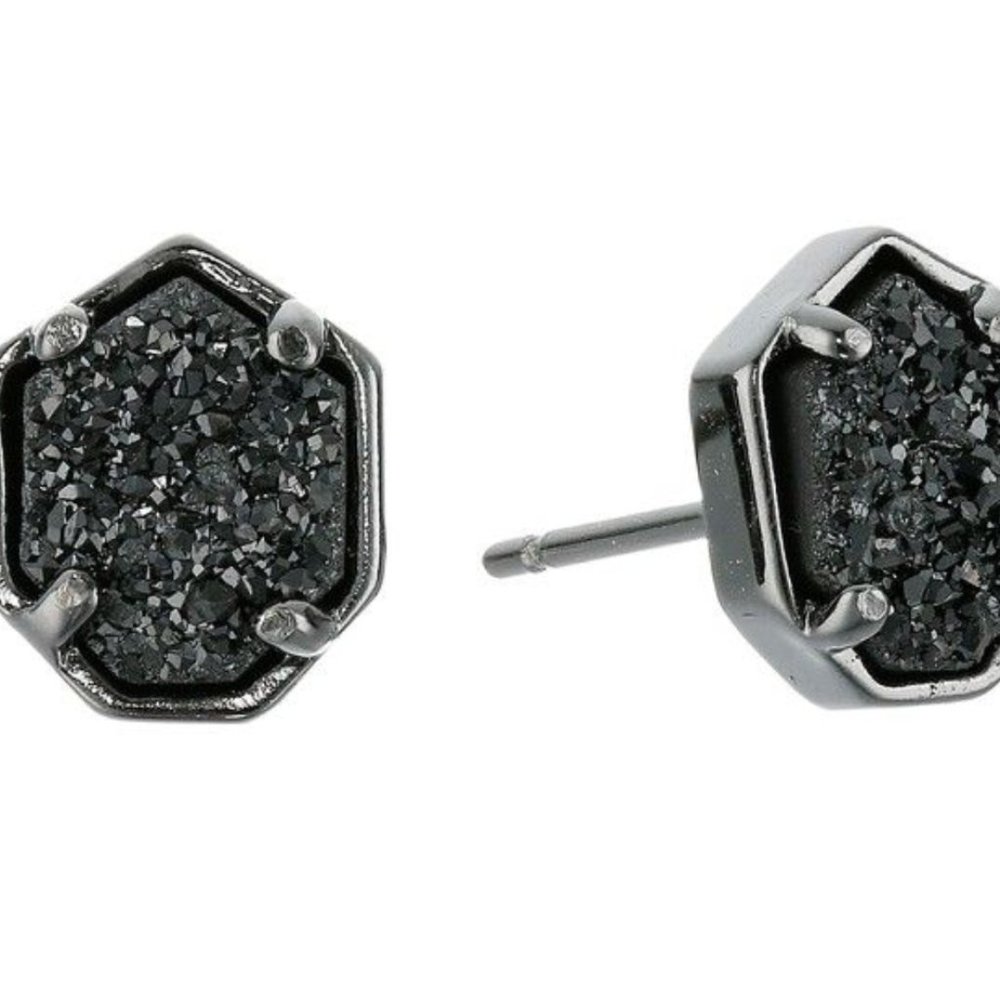 Kendra Scott Logan Stud Earrings- Black Drusy